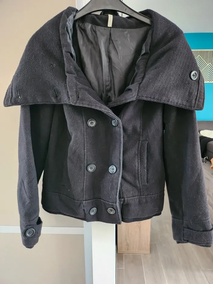 Manteau chaud hiver noir Gemo taille 40 très bon état