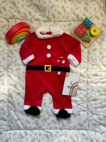 pyjama grenouillère en velours de Noël rouge 6 mois tex