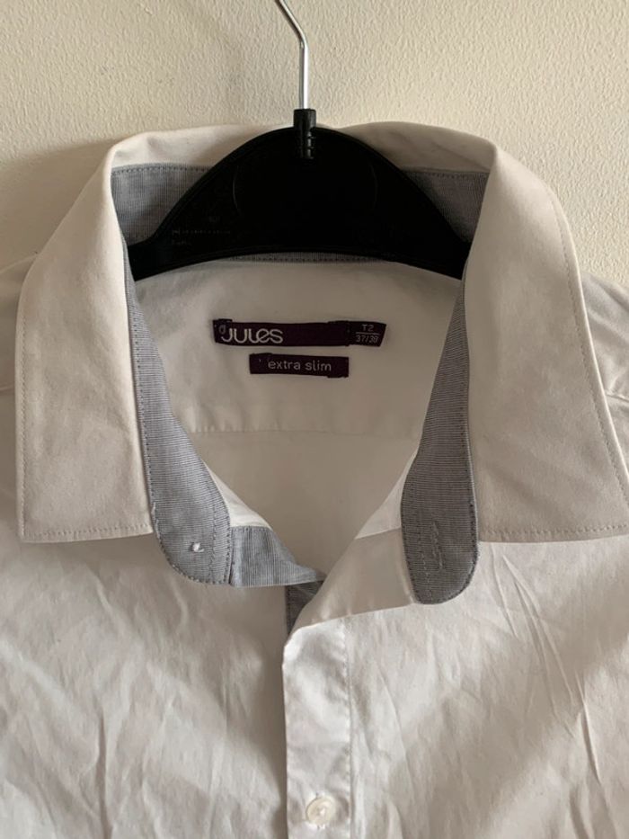 Chemise blanche manches longues taille 37/38 Jules Extra slim col gris - photo numéro 2