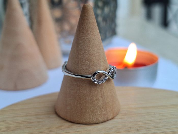 Bague Ouverte Argentée design infini pour femme Cadeau pour elle, Ajustable - photo numéro 4