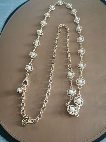 Ceinture Métal femme dorée et perles