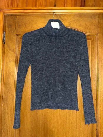 Pull col roulé gris