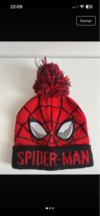 bonnet, Spiderman, enfants, deux à quatre ans (48,5 cm–50 cm), rouge et noir