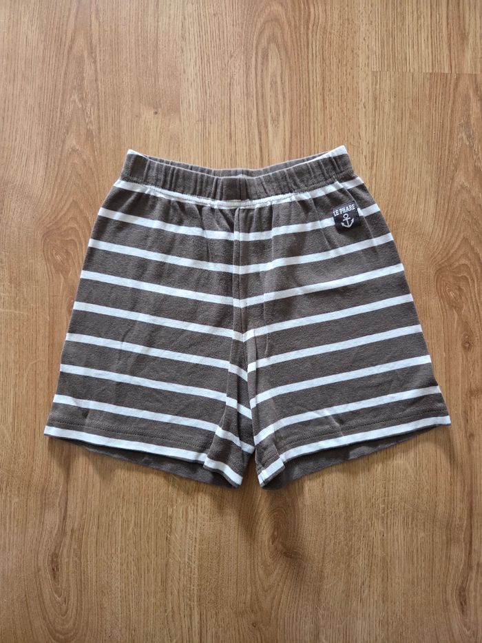 Short Le Phare de la Baleine - Rayé Gris & Blanc - Taille 6 ans
