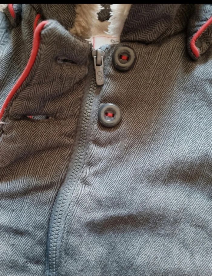 Manteau gris à capuche intérieur doux et chaud 18mois - photo numéro 3