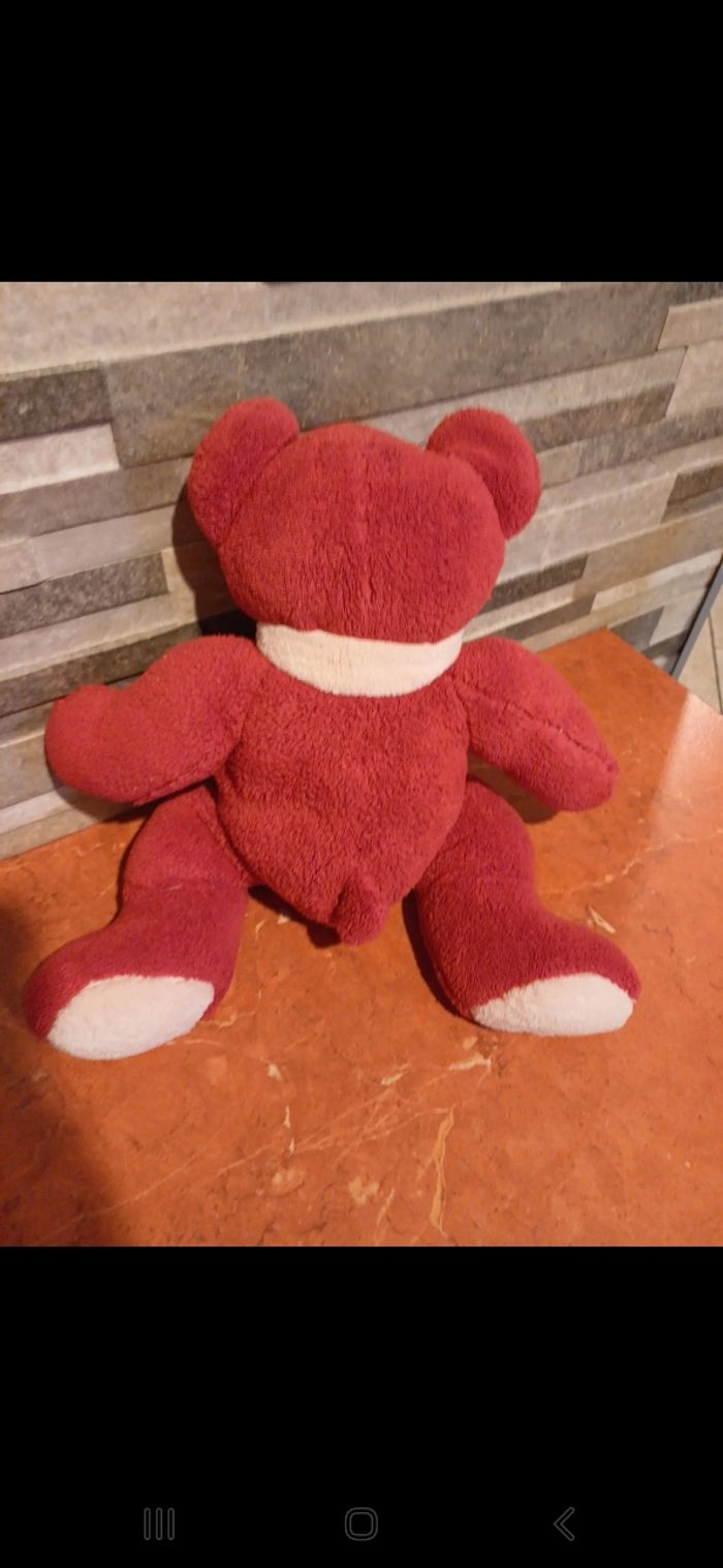 Peluche ours bordeaux - photo numéro 3