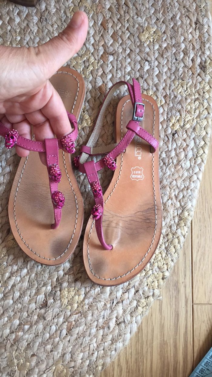 Nu-pieds cuir rose 36