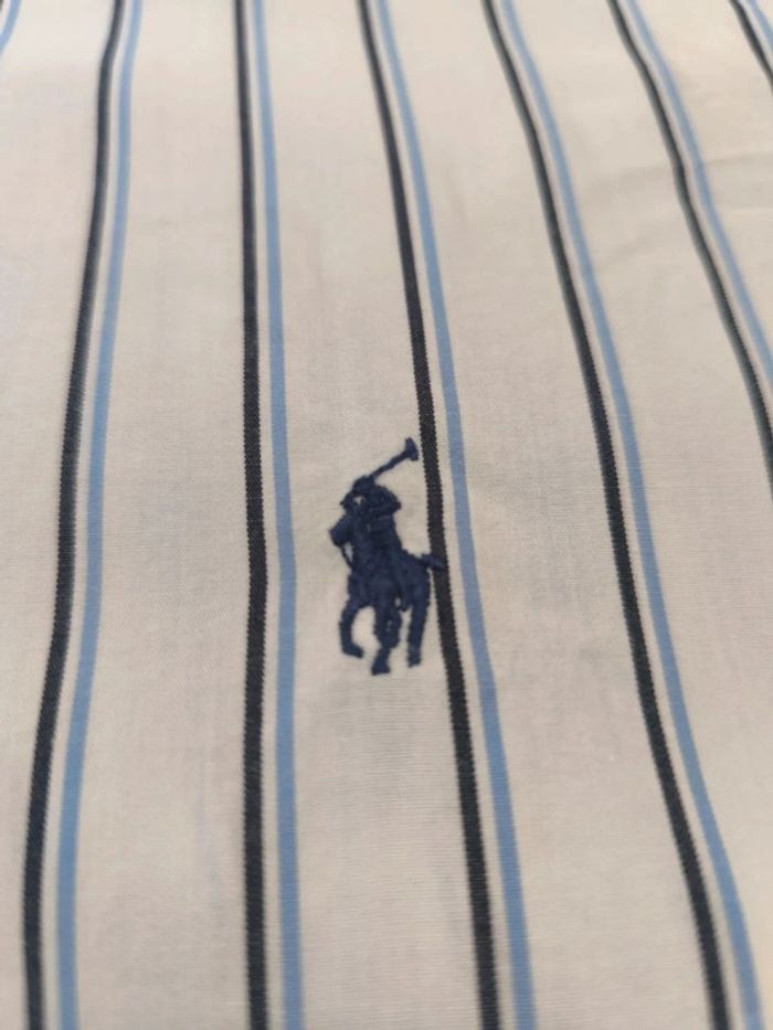 Chemise à rayures - Ralph Lauren - Yarmouth - Logo brodé marine - blanc, bleu, noir - Taille L - photo numéro 7
