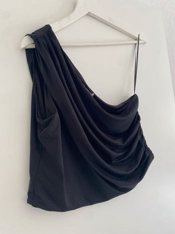 Top asymétrique noir drapé H&M – Taille L