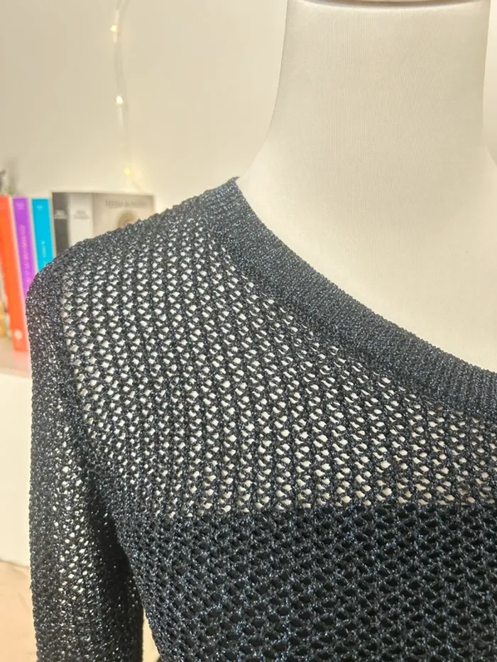 pull asymétrique noir et bleu brillant Brownie Y2K / soirée - photo numéro 2