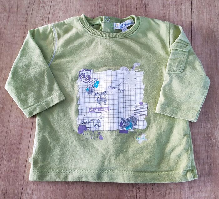 T-shirt manches longues garçon vert 3 mois Kiabi