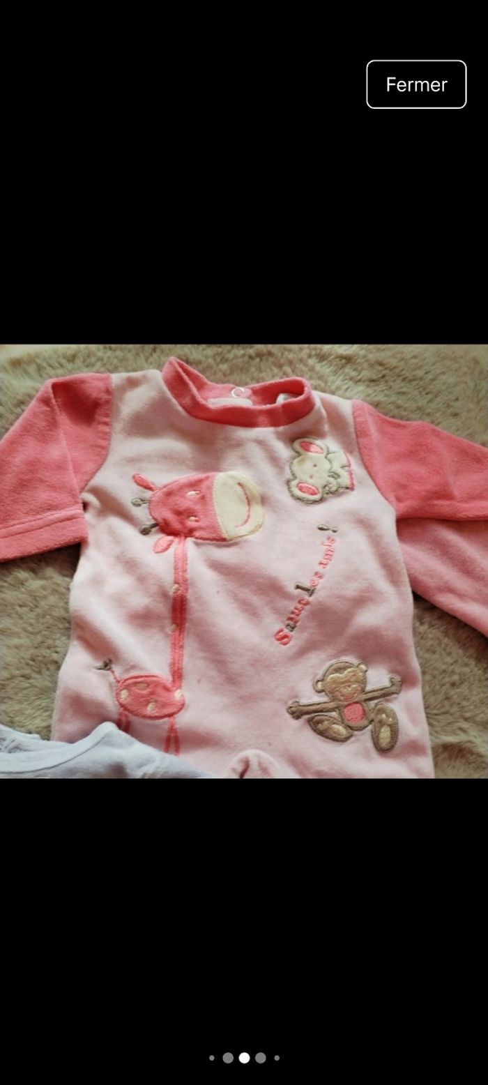 Lot 5 pyjamas chaud fille 0 mois / naissance – très bon état - photo numéro 5