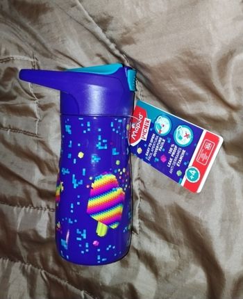 Gourde maped inox pour enfant Pixel Party 
 Anti goutte, avec paille – 430 ml