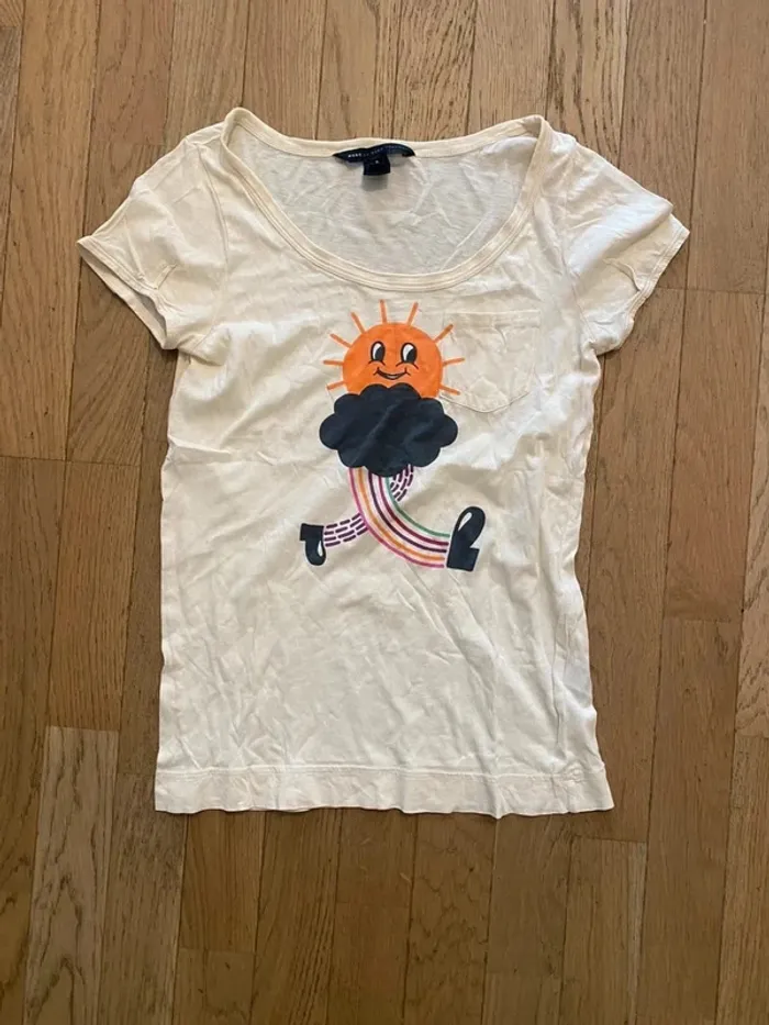 T-shirt beige motif soleil Marc by Marc Jacobs taille S - photo numéro 2