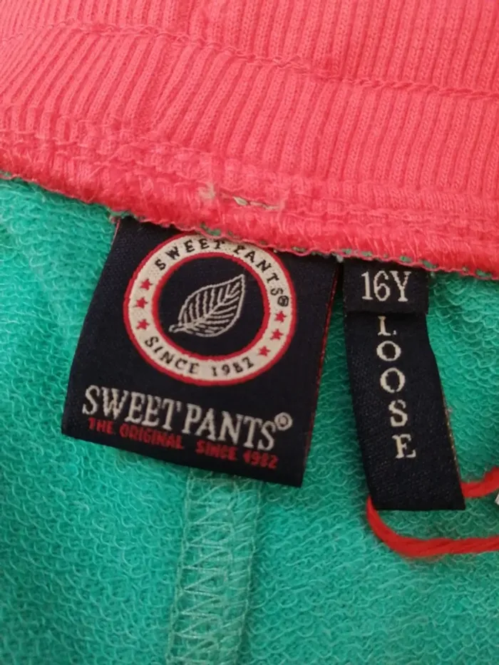 Pantalon jogging turquoise coupe loose avec détails corails poches / sweat pants / (16ans-S) - photo numéro 11