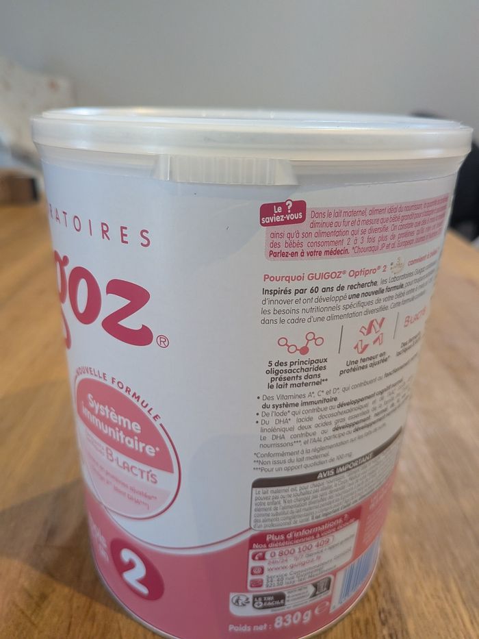 Guigoz optipro boîte de lait 2 ème âge 6-12 mois neuve - photo numéro 2