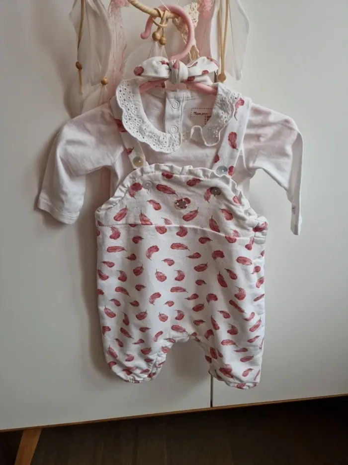 Ensemble bébé fille salopette + body + gilet sergent major - photo numéro 2
