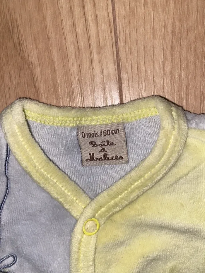Pyjama gris et vert pomme Boîte à Malice - Taille Naissance - photo numéro 5