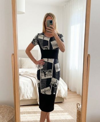 Robe Sur les toits de Paris noire et blanche – motif graphique – taille S/M – très bon état
