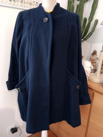 Manteau marine drap de laine non doublé vintage taille 42/44 forme cape