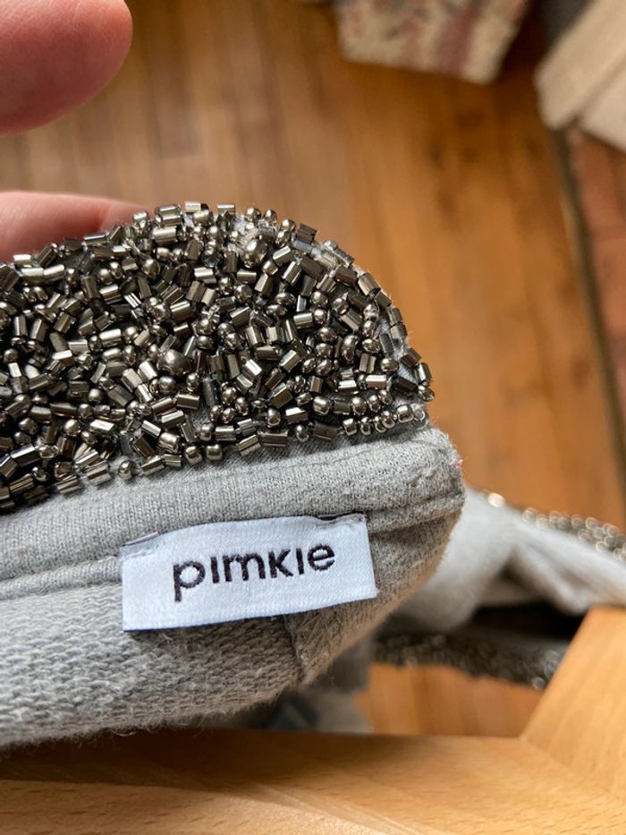 Sweat léger Pimkie gris clair col Claudine perlé taille M - photo numéro 3