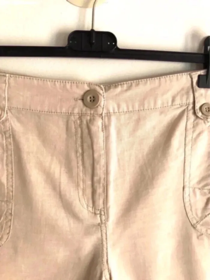 Short beige Tout Simplement en lin et coton taille 40 - photo numéro 4
