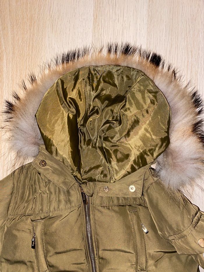 Manteau blouson fille 8 ans cyrillus kaki capuche fourrure raton laveur - photo numéro 5