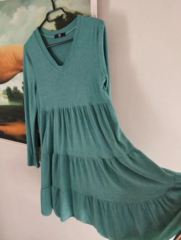 🌿Robe Volantée Vert d'Eau Angora & Laine Made in Italy T36/38🌿 - photo numéro 16