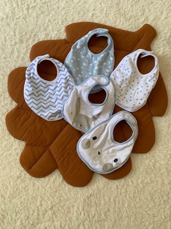 Lot de 5 bavoirs bleu et blanc