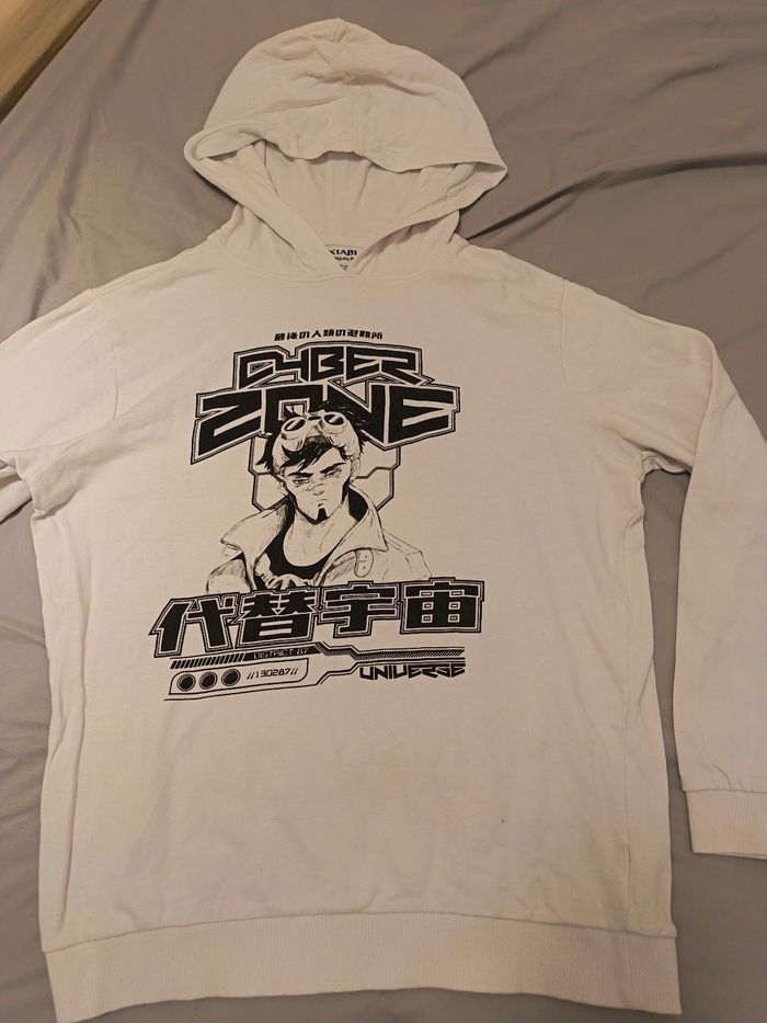 Sweat blanc capuche 16 ans