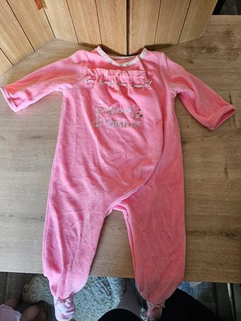 Pyjama velour rose tape à l'œil 6 mois
