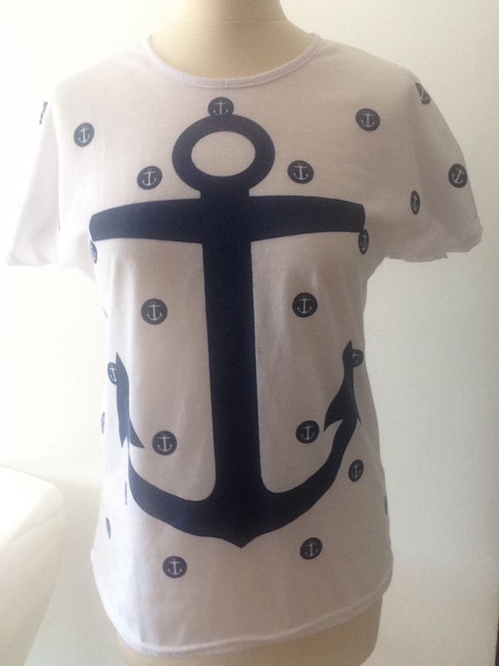 Tee shirt blanc motif ancre Marine TS/Mais de