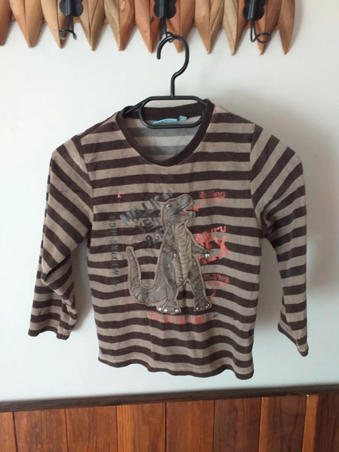 Haut de pyjama velours rayé marron