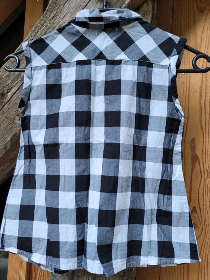 Superbe chemise à carreaux noire et blanche, sans manche, Du Pareil Au Même - photo numéro 5