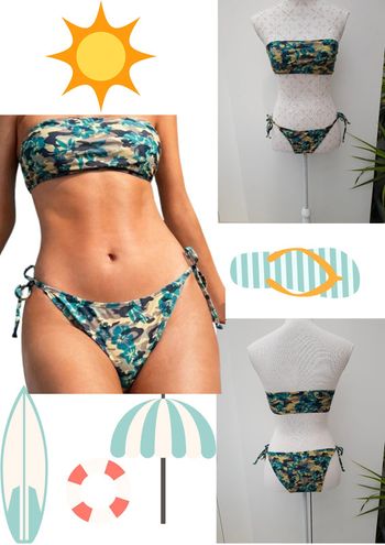 Maillot De Bain Bandeau Camouflage Kaki Vert