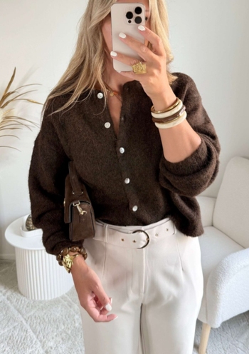 Gilet - Marron Chocolat - A Boutonner - Décontracté - Cocooning - Automne