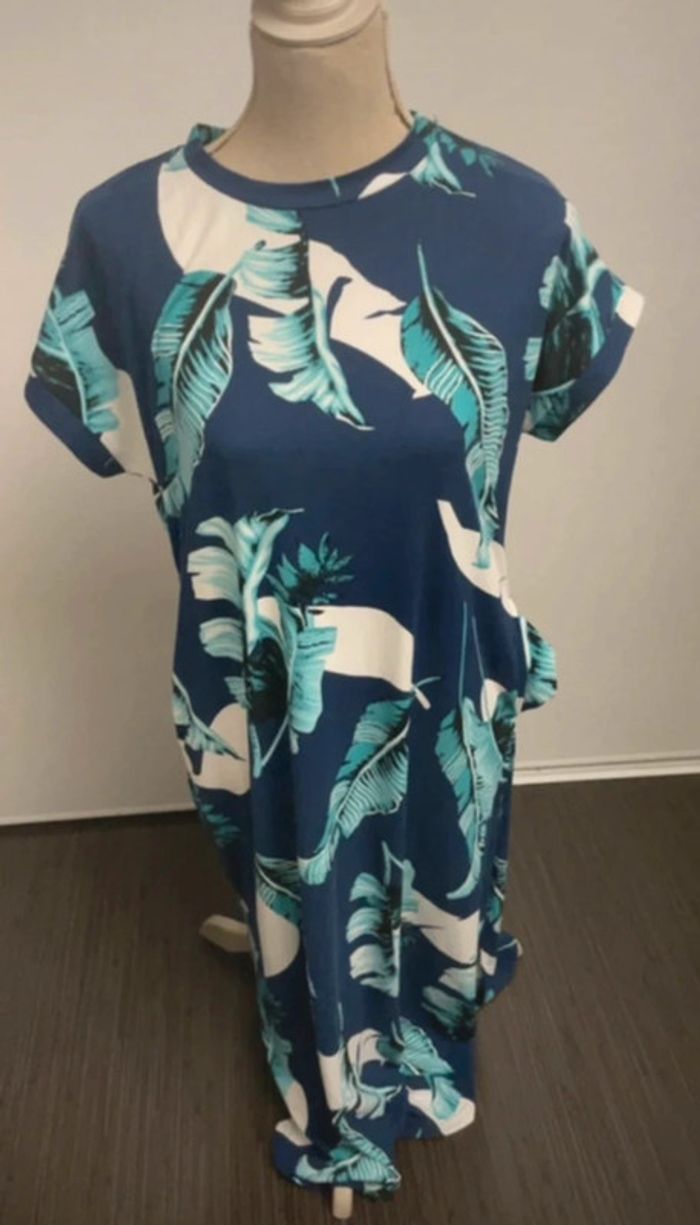 Robe longue d'été imprimé feuilles tropicales Auselily - Taille M