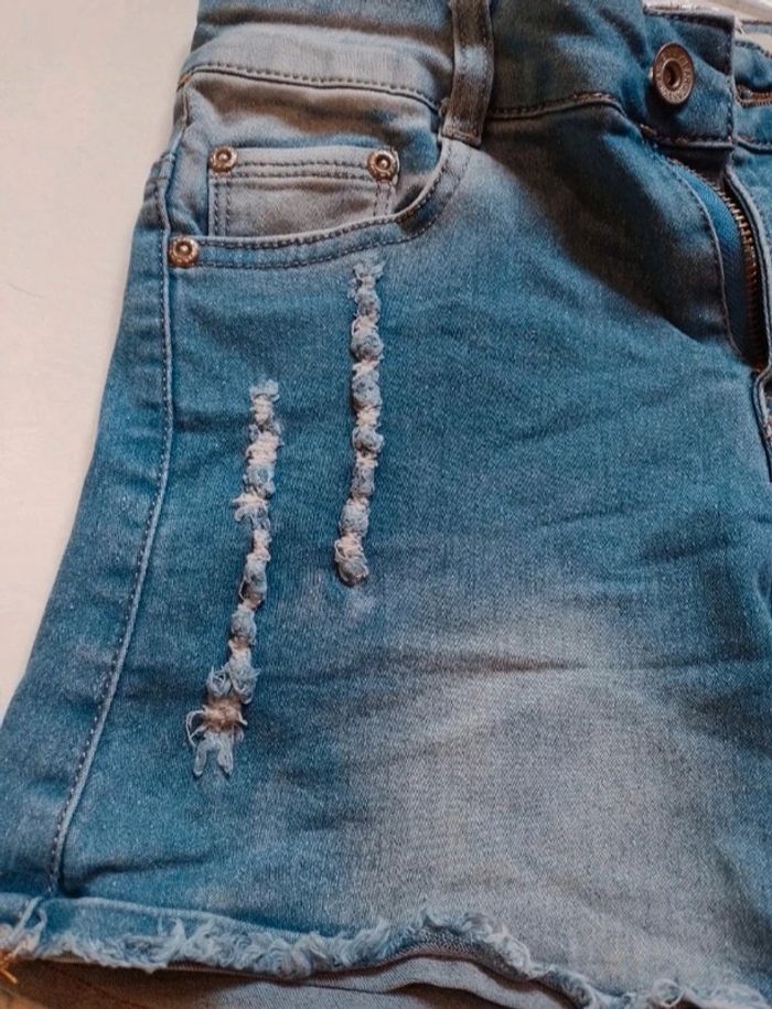 Short femme en simili jeans bleu - photo numéro 12