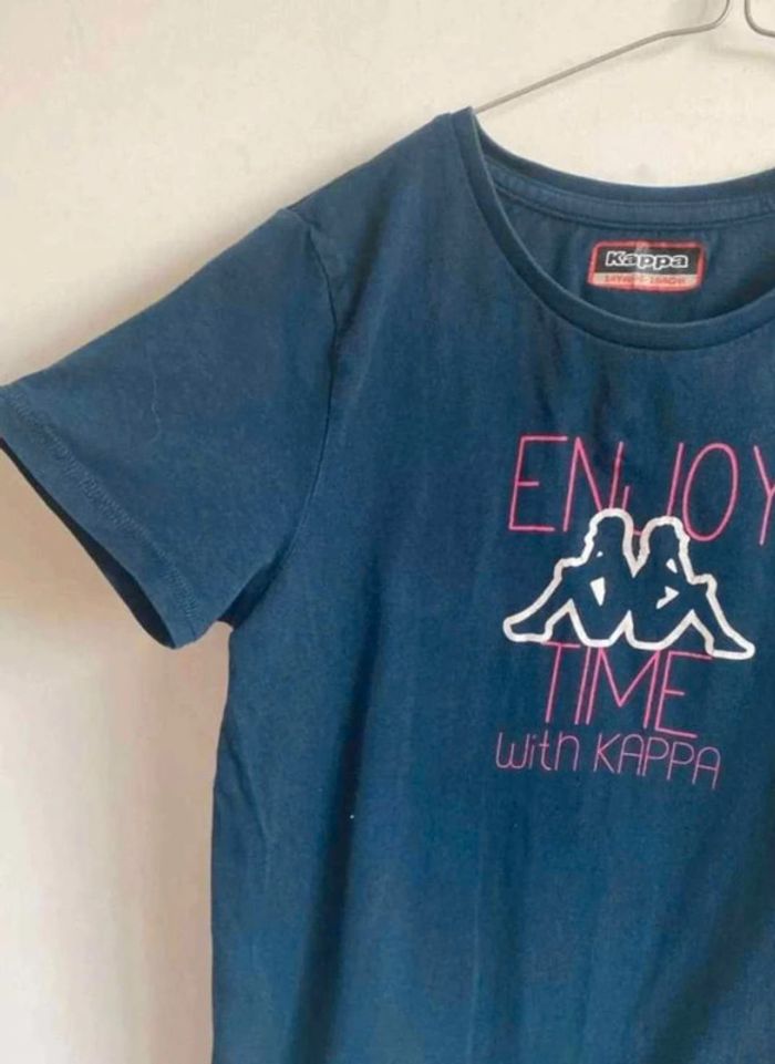 T-shirt Kappa enfant, taille 14 ans, bleu marine, très bon état - photo numéro 2