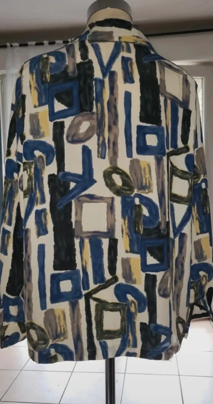 Chemisier vintage à motifs géométriques - Taille 44 - photo numéro 5
