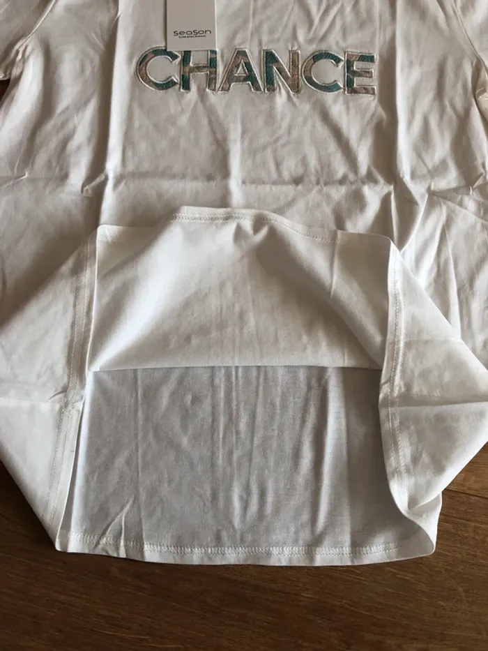 T shirt blanc brodé CHANCE - photo numéro 4