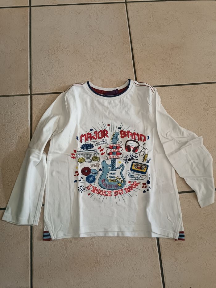 Tee shirt musique blanc manches longues Sergent major 5 ans