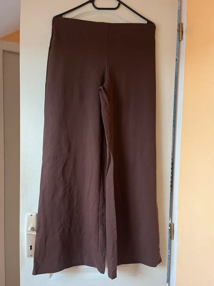 pantalon droit fluide marron chocolat mango - photo numéro 2