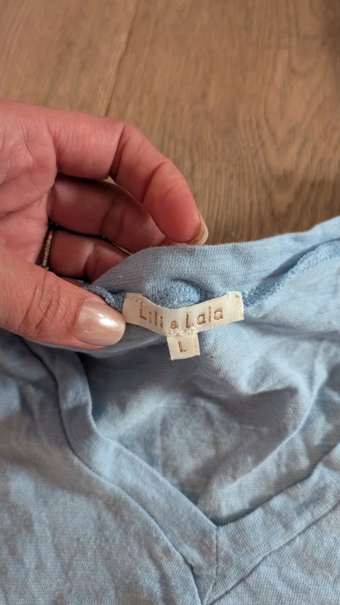 Blouse manche courte bleue manche volants 40 - photo numéro 2