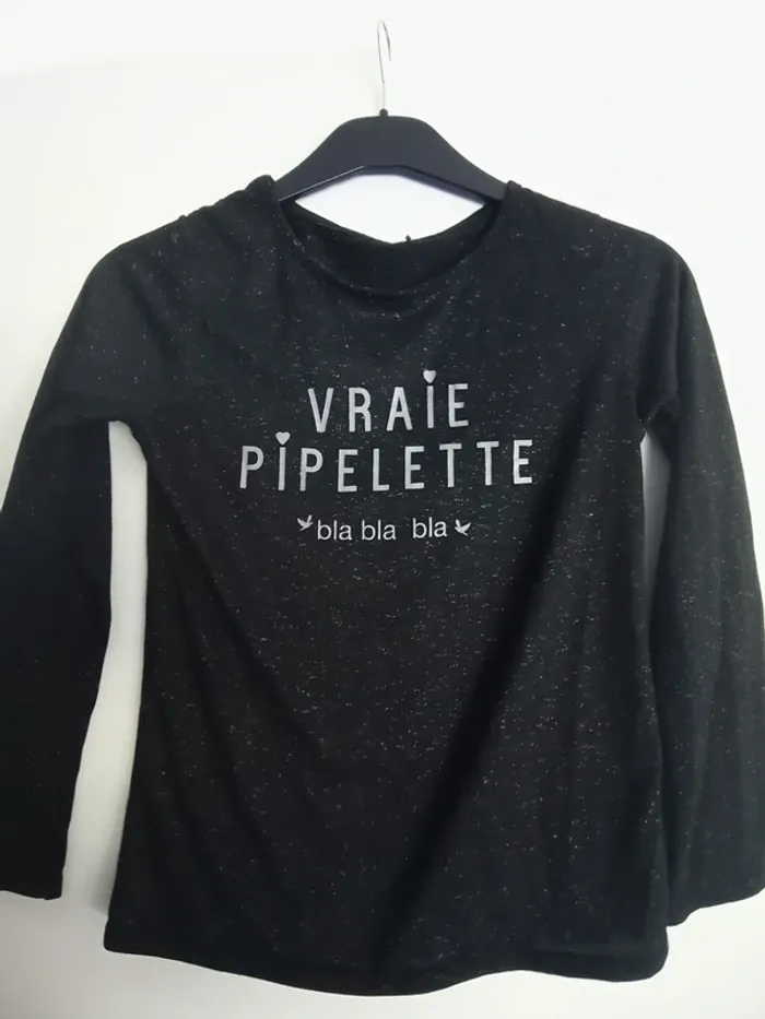Tee shirt fille manches longues vraie pipelette