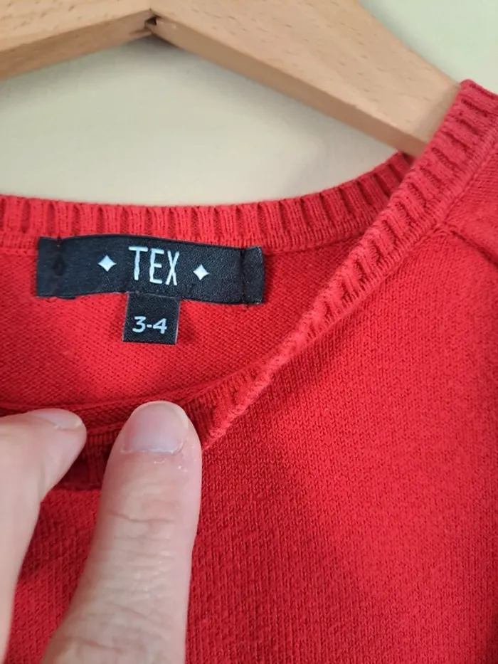 Pull garçon rouge tex 3-4 ans tbe taille plus 4-5 ans - photo numéro 4