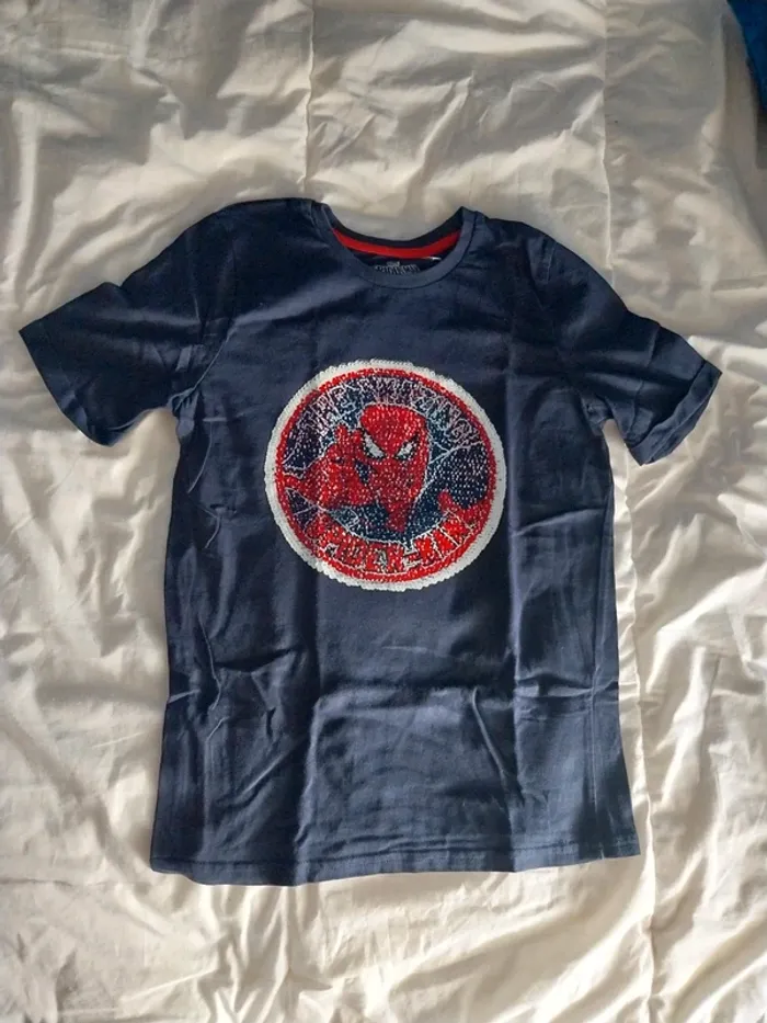 Tee shirt bleu marine spiderman T10A