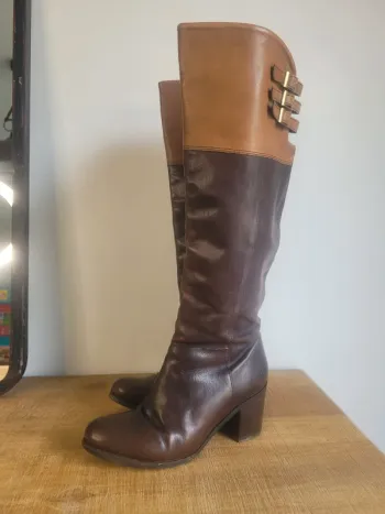Botte bocage bien colore marron talon large