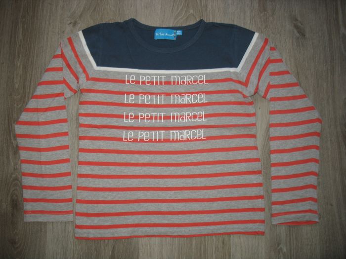 TEE SHIRT ML GRIS RAYE ORANGE GARÇON "LITTLE MARCEL" - 10 ANS - n°21