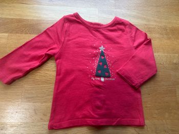 T-shirt ML Noël Kiabi 3 mois fille neuf